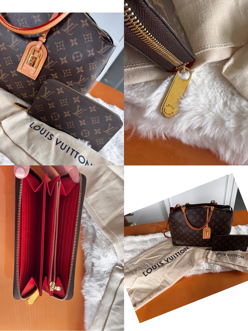 Louis Vuitton Monogram Canvas Zip Wallet with Red Interior